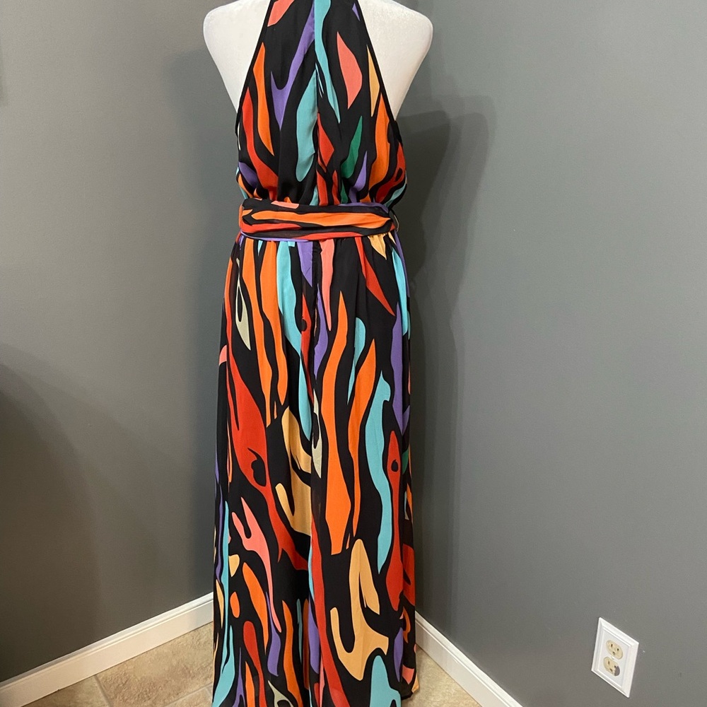 Sheer Flowy Butterfly Dress Multicolor Maxi Sleeveless Boho Whimsical Wedding S - Picture 2 of 14